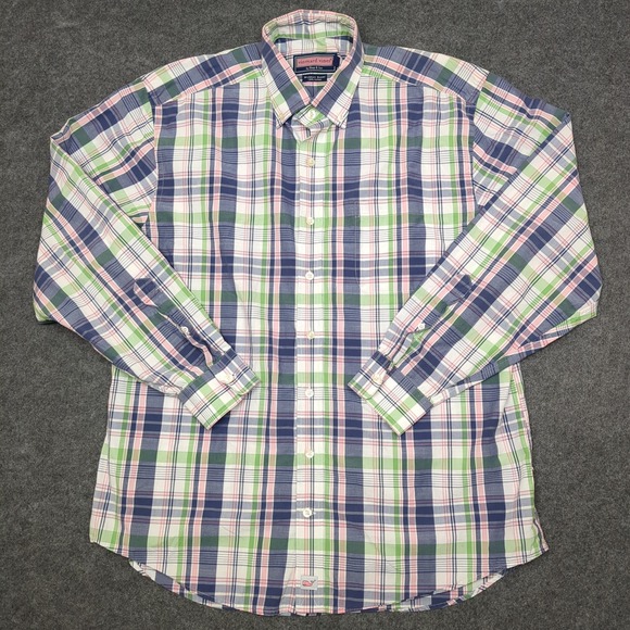 Vineyard‎ Vines Murray Shirt Mens L Plaid Button Down 100% Cotton Long Sleeve - Picture 2 of 8